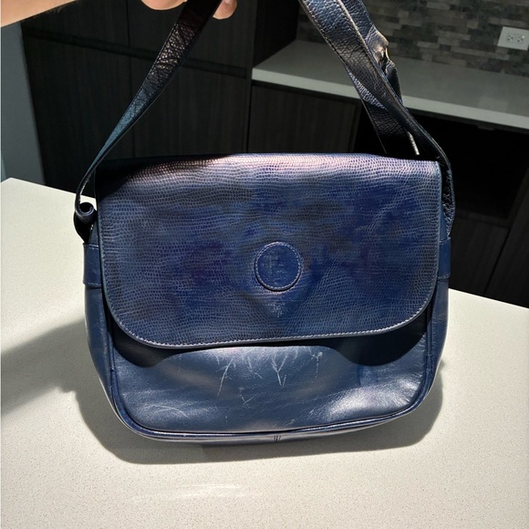 Fendi Handbags - Fendi vintage  Blue Leather Shoulder Bag